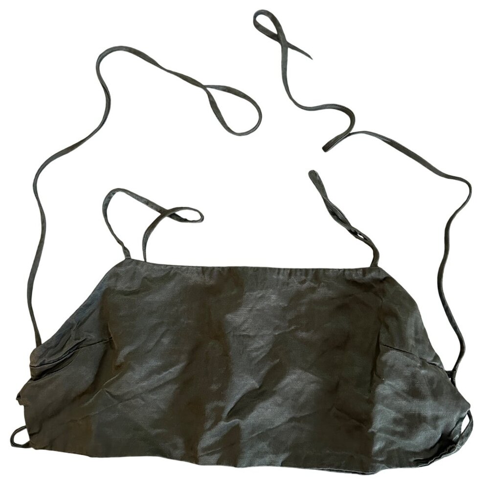Zara Backless Satin Crop Top With Adjustable Ties Size M Olive Green Festival &